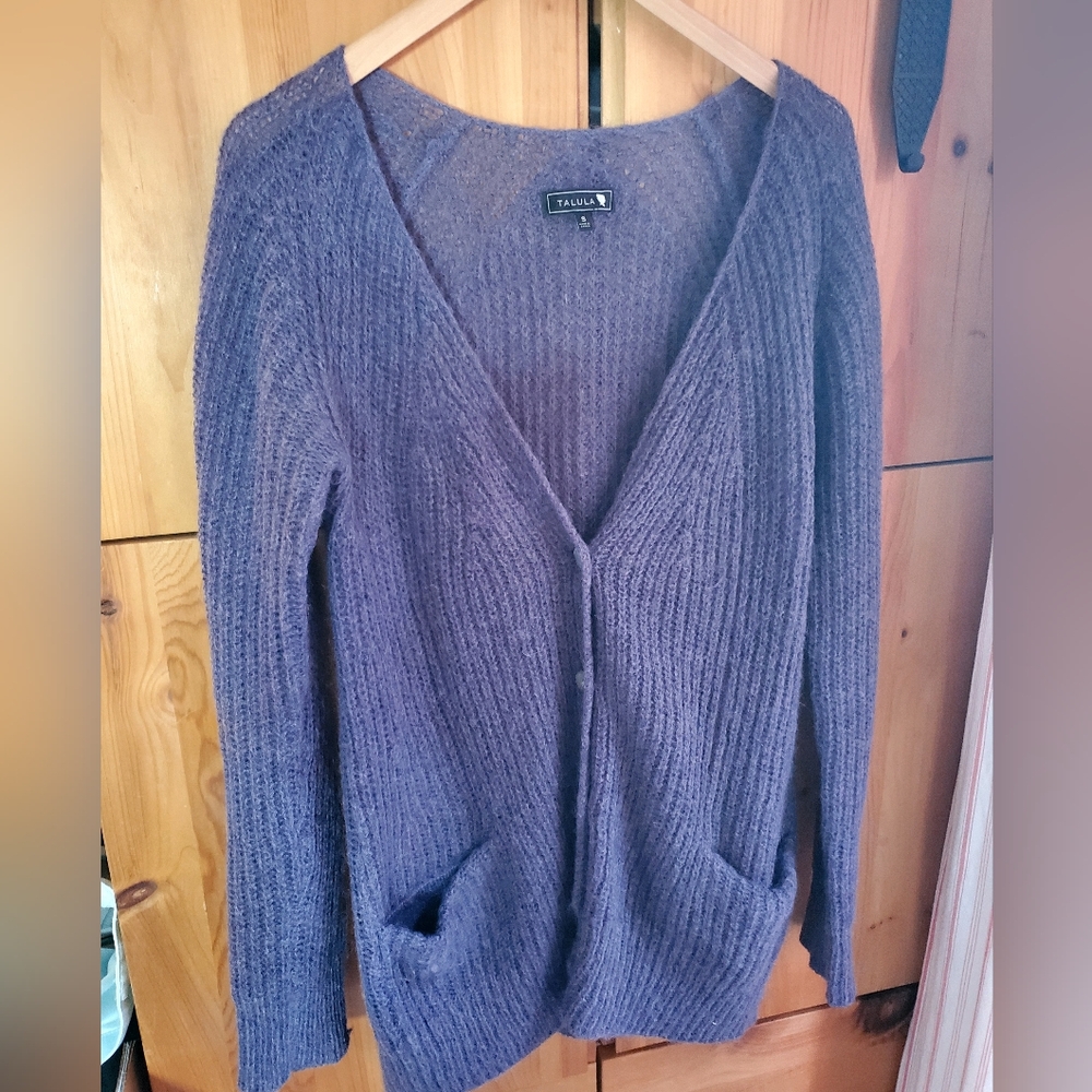 Aritzia Talula Women's Purple Mohair & Wool Cardigan Size Small